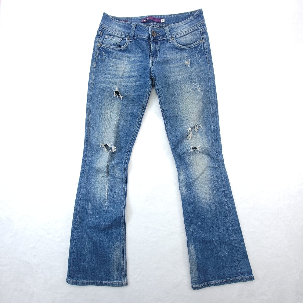Vigoss Jeans Womens Distressed Flare Size 3 Light Wash